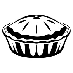 Stylized Black and White Pie Illustration for Thanksgiving or Festive Occasions
