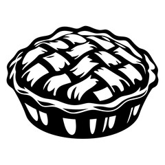 High contrast illustration of a pie with lattice crust design on top