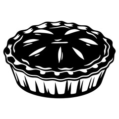 A tasty looking black and white drawing of a freshly baked pie