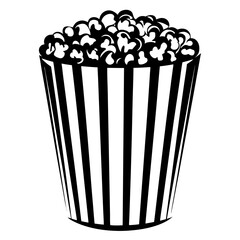 Monochromatic popcorn illustration in a striped bucket filled to the brim