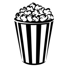 Delicious Popcorn Overflowing from Classic Striped Bucket, Ready for Movie Night