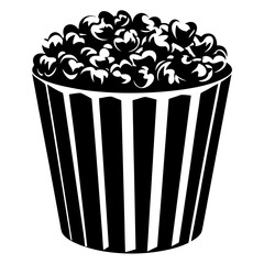 Black and White Minimalist Illustration of a Large Popcorn Container