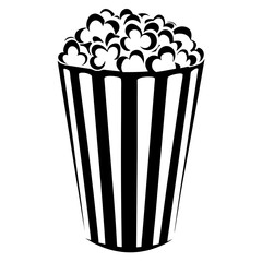 Stylized Black and White Popcorn Bucket Illustration for Movie and Snack Time