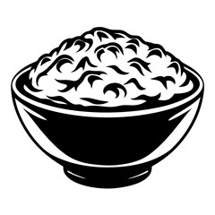 Stylized illustration of a bowl filled with noodles, soup, or pasta