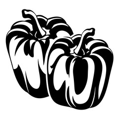 Monochrome image of two bell peppers showing strong contrasts and abstract design