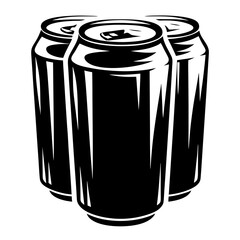 Three aluminum soda or beer cans standing together in a graphic design
