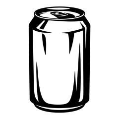 Monochrome Graphic Depiction of a Beverage Can with Distinct Outlines