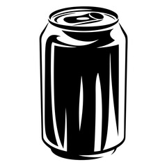 Stylized Black and White Soda or Beer Can Vector Illustration