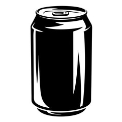 Bold black and white vector illustration of a soda or beer can