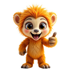 Obraz premium Cute cartoon lion character, white isolate background