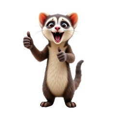 Happy cartoon ferret with thumbs up.