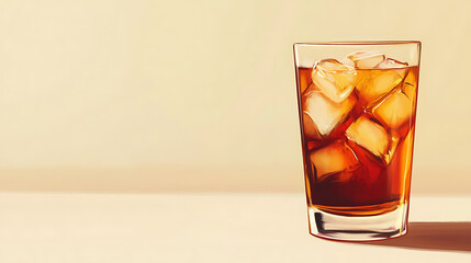 Cooling Translucent Beverage: An Appealing Light Brown Iced Drink in Glassware