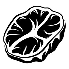 Stylized Black and White Illustration of a Cut of Meat with Marbling