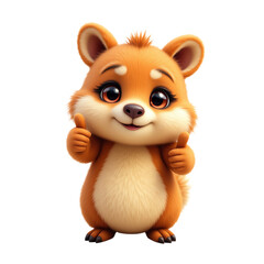 Cute cartoon fox character with thumbs up.