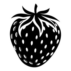 A Graphic Black and White Depiction of a Ripe Strawberry