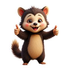 Cute cartoon animal character with thumbs up