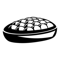 Black and White Illustration of a Bread Bowl Filled with Rolls