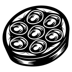 Abstract Monochrome Art Illustration Featuring a Circular Pattern of Rounded Shapes