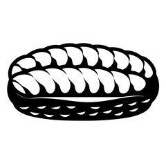 Artistic rendition of a basket in monochrome silhouette graphic representation