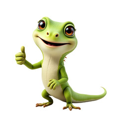 Fototapeta premium Cheerful cartoon lizard giving a thumbs up.