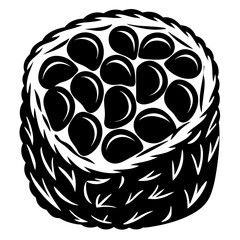 Monochrome maki sushi roll illustration with a distinctive design in vector format © PixelArtBox