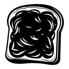 Simple Black and White Illustration of a Slice of Bread with Jam