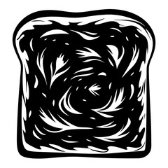 Stylized illustration of a slice of toast with abstract interior design
