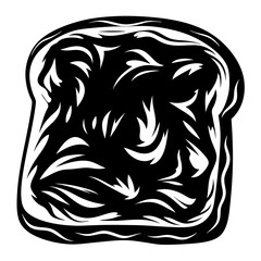 Abstract Monochrome Slice of Bread with Intricate Grain Pattern Illustration