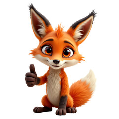 Obraz premium Friendly cartoon fox with a thumbs up gesture