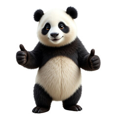 Panda bear character with thumbs up, white background