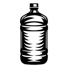 Monochrome graphic of a water bottle with unique pattern and design