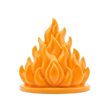 vibrant orange flame sculpture with smooth, flowing shapes, symbolizing warmth and energy. glossy finish enhances its dynamic appearance, making it striking decorative piece