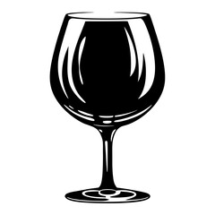 Stylized Black and White Wine Glass Illustration with Elegant Design Features