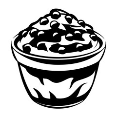 Monochromatic illustration of food in a bowl showcasing a tempting culinary treat