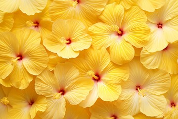 Obraz premium Close-up Photograph of Multiple Yellow Hibiscus Blossoms