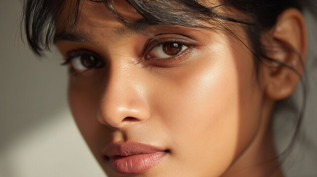 Close-Up of Young Woman with Fresh Face and Natural Beauty