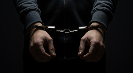 Handcuffed Person A Dark Image Representing Arrest and Imprisonment