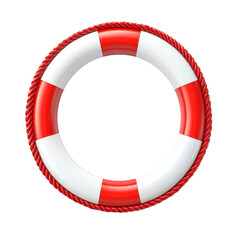 red and white lifebuoy with rope border, symbolizing safety and rescue, isolated on transparency background. This essential maritime safety device is often used in emergencies