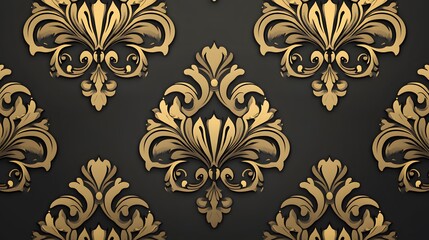 Elegant Gold Damask Pattern Seamless Texture Background