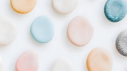 Fototapeta premium Pastel Colored Stones Flat Lay Background