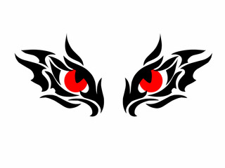 illustration design abstract tribal art tattoo of a pair of dragon eyes