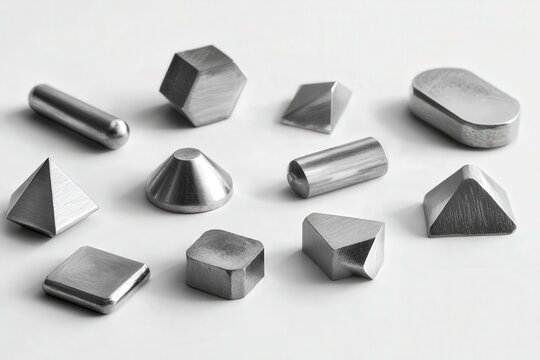 Geometric metal shapes arranged in a circular pattern.