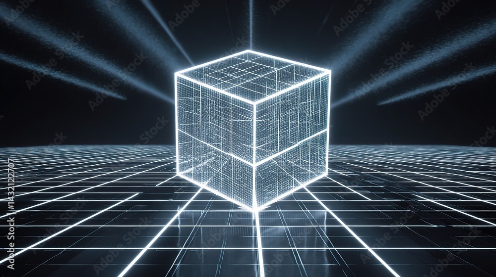 Poster 3d rotating cube visualization for business insights and analysis