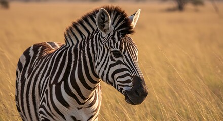 Naklejka premium Zebra portrait photography in african savanna wildlife animal nature photo