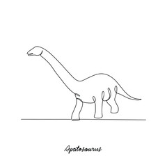 One continuous line drawing of Apatosaurus animal vector illustration. Family Dinosaur themes in simple linear style vector design concept. Dinosaur for your asset design and education purpose.