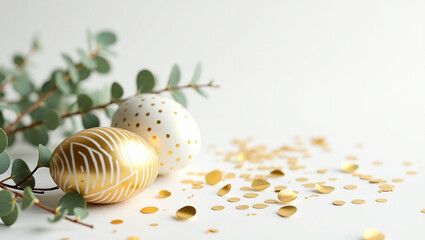 Colorful Easter Eggs on a Blue Background with Floral Patterns