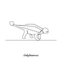 One continuous line drawing of Ankylosaurs animal vector illustration. Family Dinosaur themes in simple linear style vector design concept. Dinosaur for your asset design and education purpose.