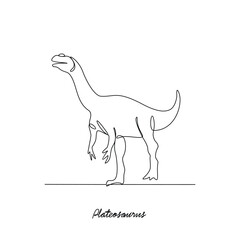 One continuous line drawing of Plateosaurus animal vector illustration. Family Dinosaur themes in simple linear style vector design concept. Dinosaur for your asset design and education purpose.
