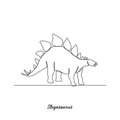 One continuous line drawing of Stegosaurus animal vector illustration. Family Dinosaur themes in simple linear style vector design concept. Dinosaur for your asset design and education purpose.