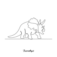 One continuous line drawing of Triceratops animal vector illustration. Family Dinosaur themes in simple linear style vector design concept. Dinosaur for your asset design and education purpose.